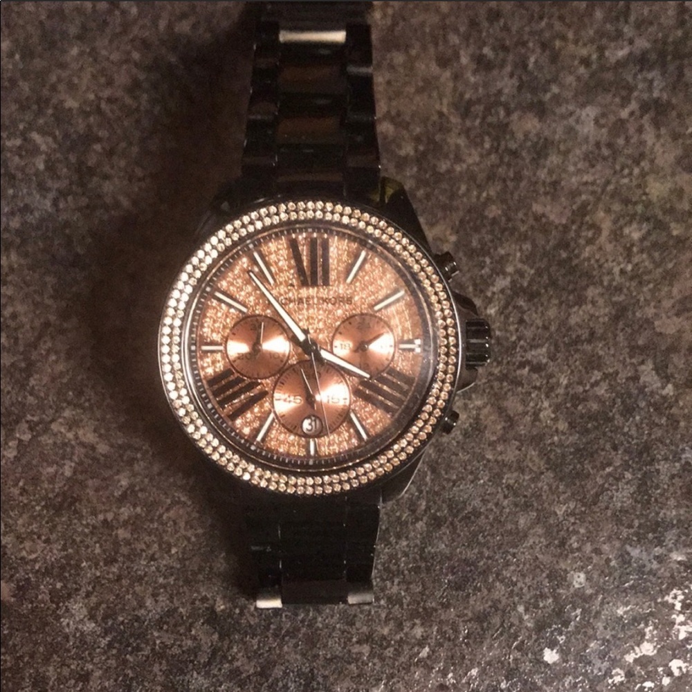 Women’s Michael Kors Watch Black & Rose Gold Face
